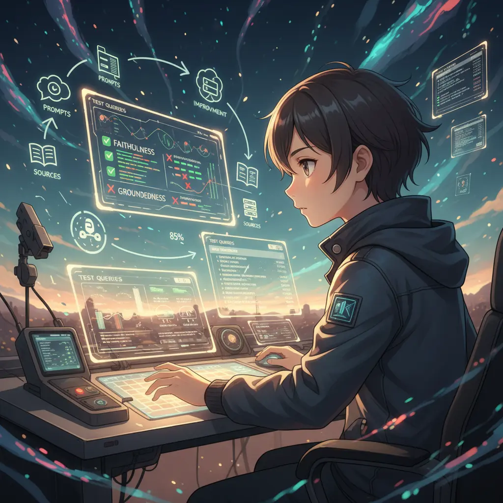 Schemat przedstawiający proces oceny jakości odpowiedzi modeli w aplikacjach RAG